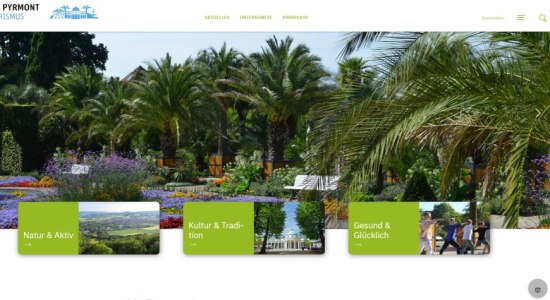 Startseite der neuen Website, © Bad Pyrmont Tourismus GmbH