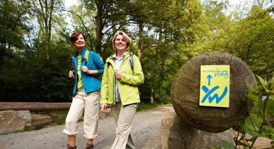 Wanderinnen auf dem Weserbergland-Weg (XW) unterwegs, © Weserbergland Tourismus e.V.